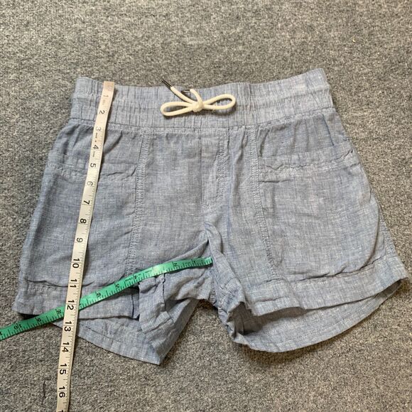 Athleta Shorts Womens 0 Blue Cabo Linen Chambray Elastic Waist Drawcord Pocket - Picture 6 of 11
